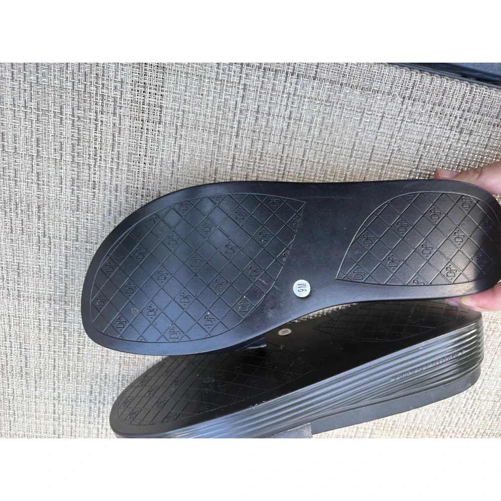 Donald Pliner Fifi Single-band Black Leather Platform Slide Sandals Flatform  9M